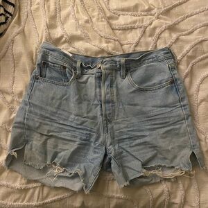 Levi's Light Blue Distressed Jean Shorts